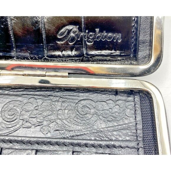 Brighton Black Leather Small Organizer Checkbook Bag Wallet Clutch 7.5 x 4.5” - Picture 12 of 16